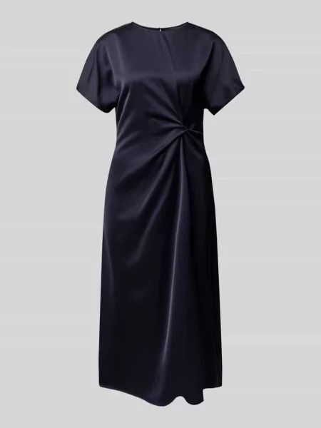Sukienka midi z mieszanki z wiązanym detalem Comma granatowa