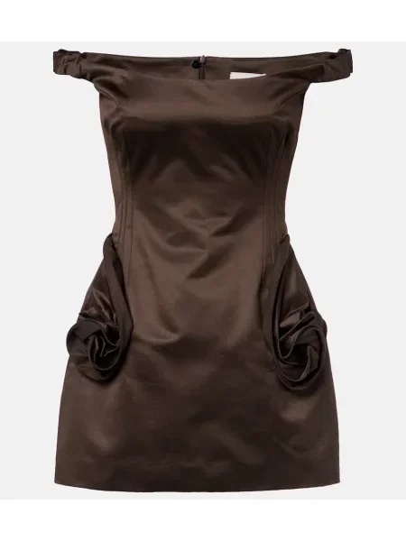 Rochie Magda Butrym cu model floral de costum maro