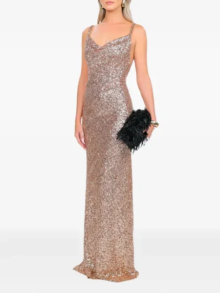 Rochie maxi Roserry cu paiete de costum auriu