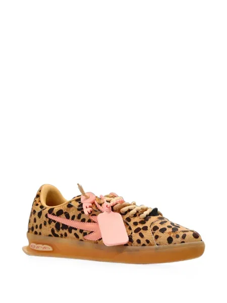 Sneakerși Off-white cu imagine cu model leopard alb