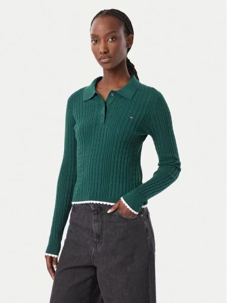 Tommy Jeans Pulover tamno zelena