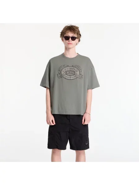 Tricou C.P. Company Jersey Short Sleeve Boxy Logo T-Shirt Gunmetal S
