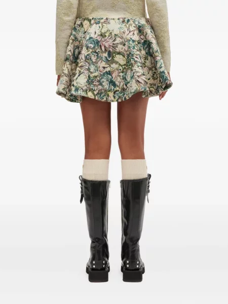 Fusta mini Ganni cu model floral din jacard