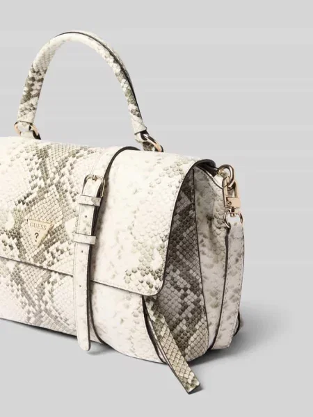 Torba na ramię w całości w wężowy wzór model Devon' Guess biała