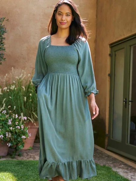 Cadiz sukienka z długim rękawem Green zielona