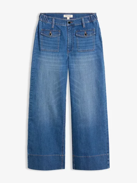 Jeansy wide leg wysoki stan niebieskie