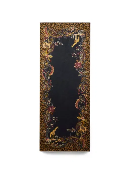 Fular Etro din cașmir cu imagine cu imprimeu animal print negru