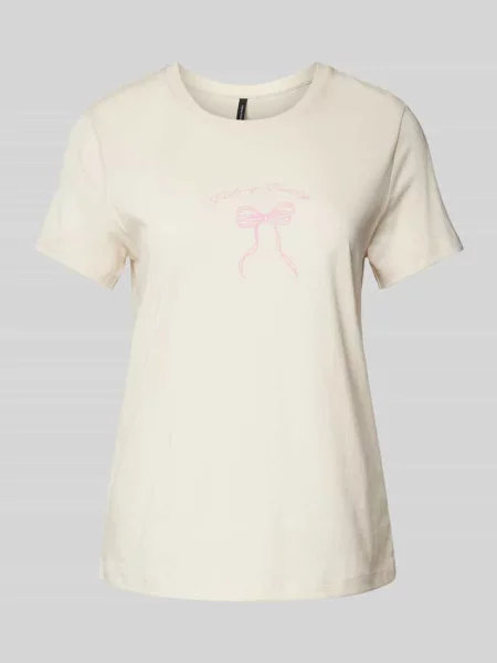 T-shirt o kroju regular fit z czystej bawełny model ‘VANESSA’ Vero Moda biała