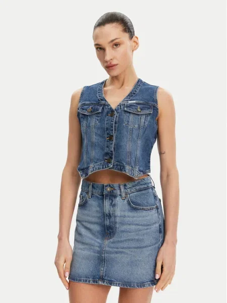 Guess Jeans Vestă elegantă Bleumarin