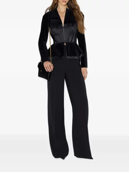 Geacă Elisabetta Franchi de catifea negru