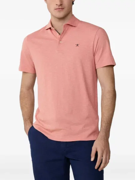 Tricou polo Hackett London cu broderie de in roz