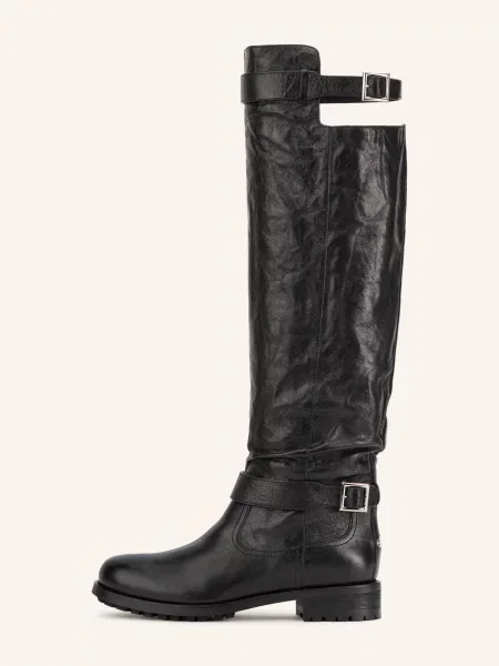 Jimmy Choo Kozačky Biker / stříbrná černá