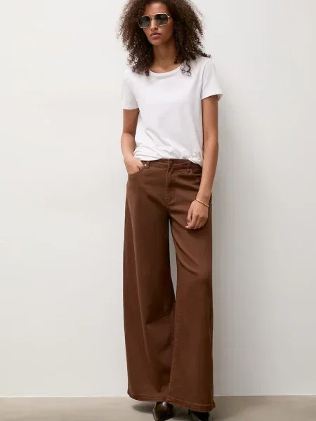 Answear.LAB wide leg džíny hnědé