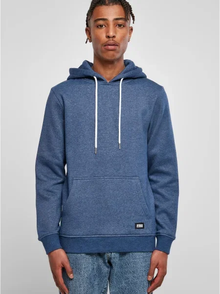 Меланжов суичър с качулка Urban Classics синьо