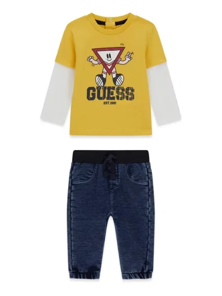 Guess Set bluză și pantalon galben