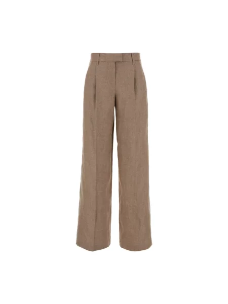 Lniane spodnie Brunello Cucinelli beżowe