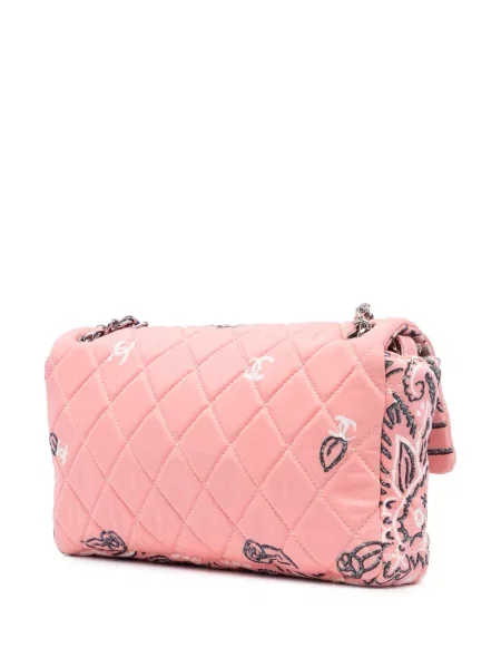 Květinová prošívaná kabelka Chanel Pre-owned s potiskem růžová