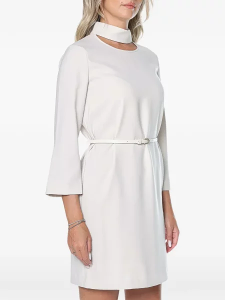 Cu centură rochie mini Armani Exchange cu mâneci trei sferturi alb