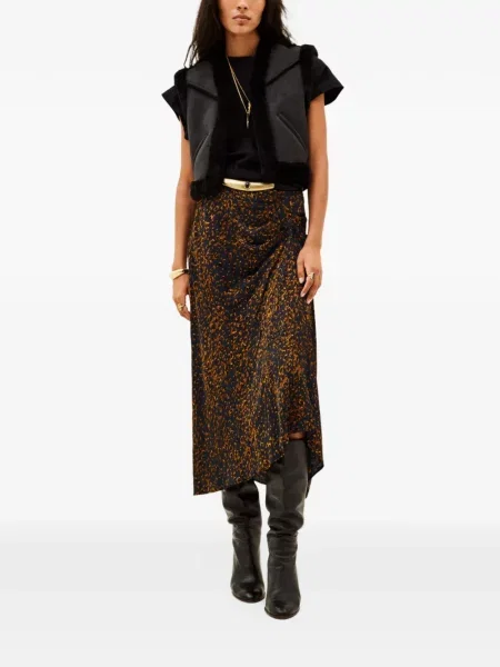 Fustă midi Ba&sh cu imagine cu model leopard albastru