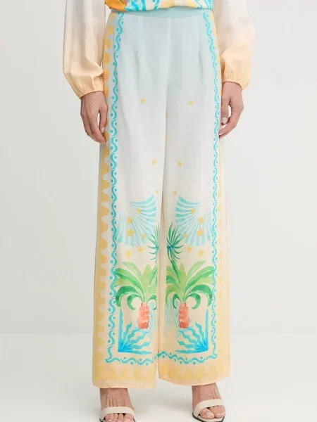 Never Fully Dressed pantaloni Elissa lat high waist albastru