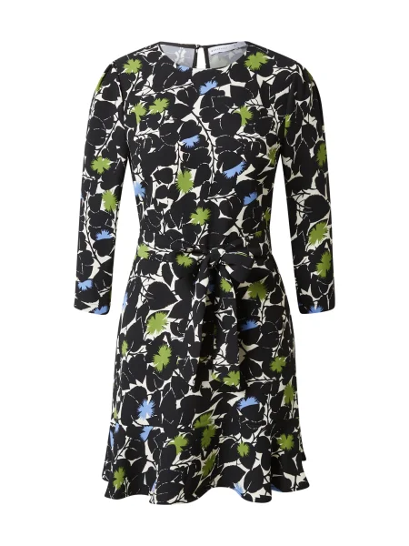 Warehouse Šaty čierna svetlozelená / dymovo modrá biela