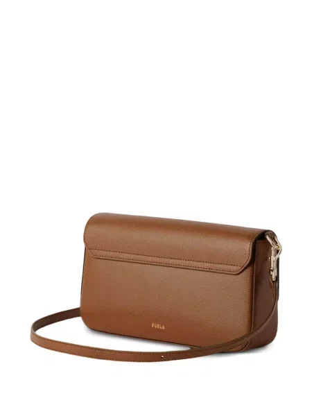 Δερμάτινη τσάντα χιαστί Furla καφέ