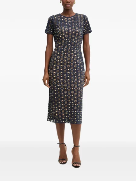 Cu centură rochie Michael Kors Collection din piele cu cataramă negru