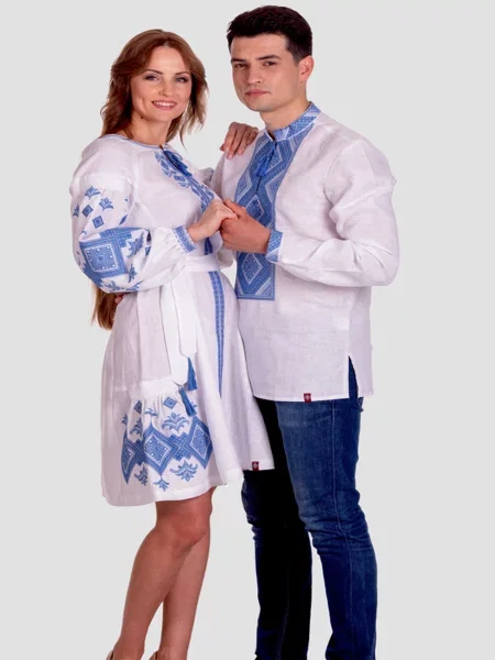 Лляна Вишита сорочка Folk Moda білий