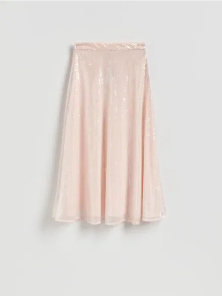 Reserved Spódnica midi z cekinami różowy