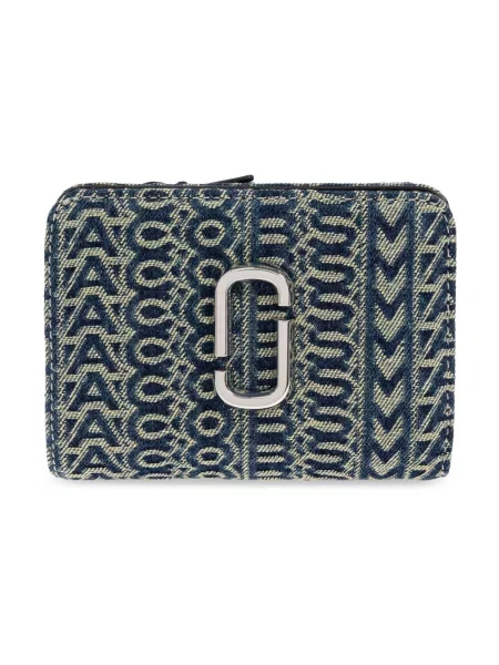 Portfel Marc Jacobs z logo niebieski