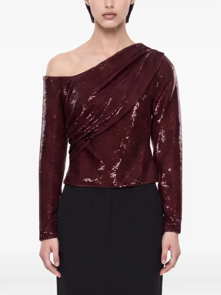 Top Roland Mouret cu paiete drapat roșu