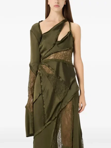 Top Blumarine asimetric din dantelă verde