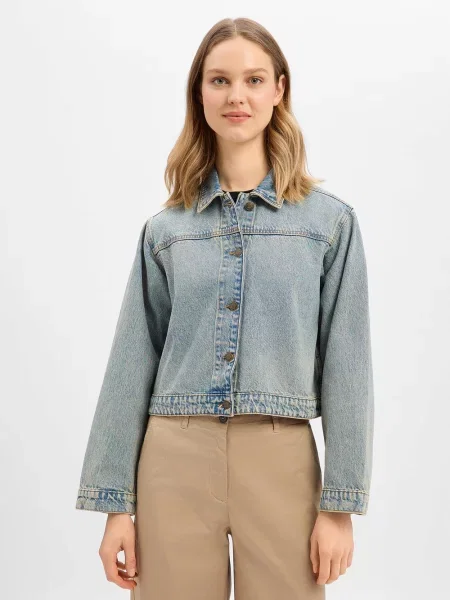 JJXX kurtka dżinsowa Norma Kobiety jednolity S niebieski