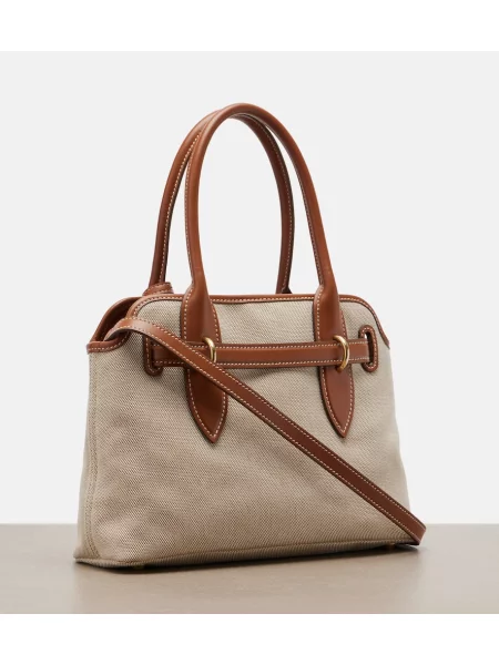 Geantă shopper Miu Miu din canvas bej