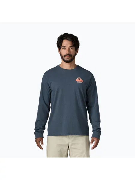 Tricou cu mânecă lungă Patagonia albastru