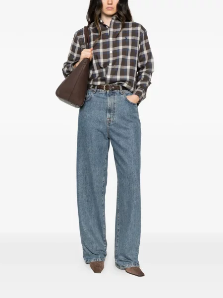 Pantaloni Polo Ralph Lauren cu broderie în carouri maro