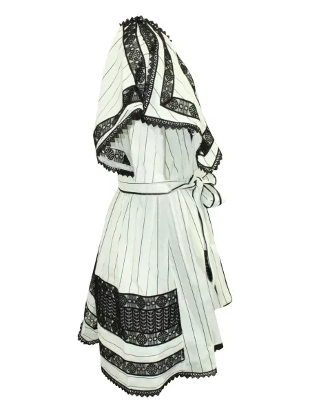Rochie Self-portrait cu dungi din dantelă de costum alb