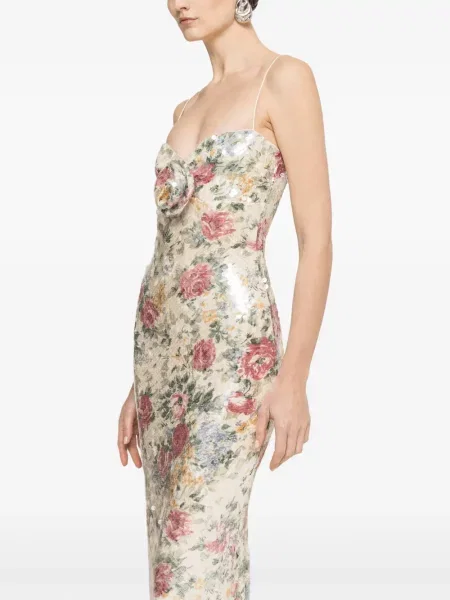 Rochie maxi Nissa cu model floral cu aplicații