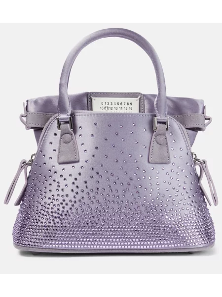 Satenska torbica Maison Margiela vijolična