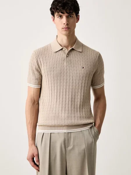 Tricou polo Tommy Hilfiger bej
