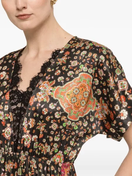 Rochie Nissa cu model floral cu imagine negru