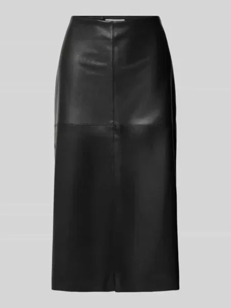 Spódnica midi rozkloszowana z imitacji gładkiej skóry S.oliver Red Label czarna