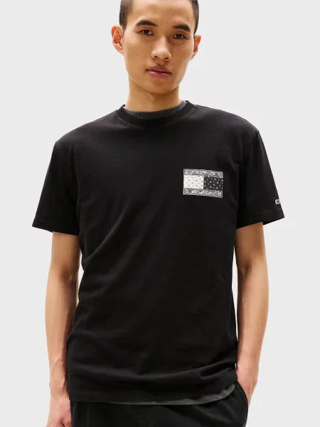 Футболка Tommy Jeans с узором пейсли черная