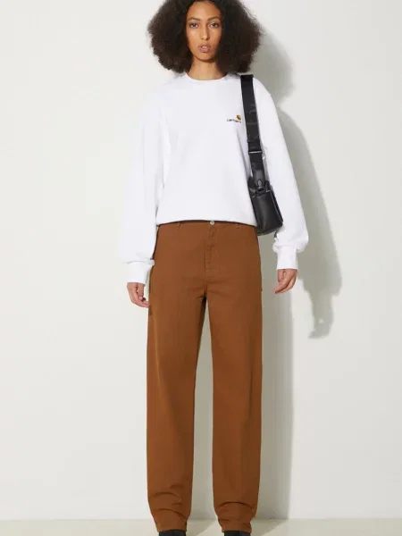 Carhartt WIP pantaloni de Pierce Pant Straight drept medium waist maro