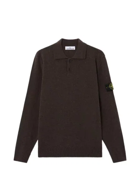 Pulover Stone Island de lână cu strasuri maro