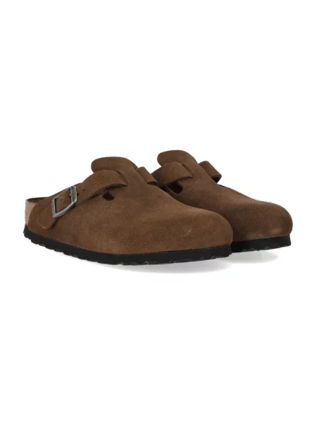 Klapki Birkenstock zamszowe brązowe