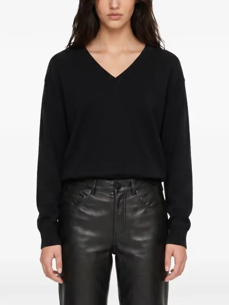 Pulover Lanvin cu funde cu decolteu în V negru