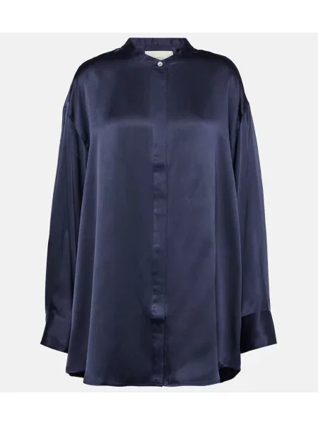Cămașă Asceno de mătase albastru