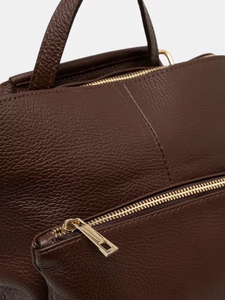 Кожаный однотонный большой рюкзак Answear.lab коричневый