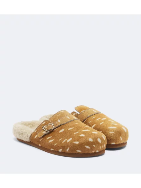 Saboți Ancient Greek Sandals din piele de oaie maro